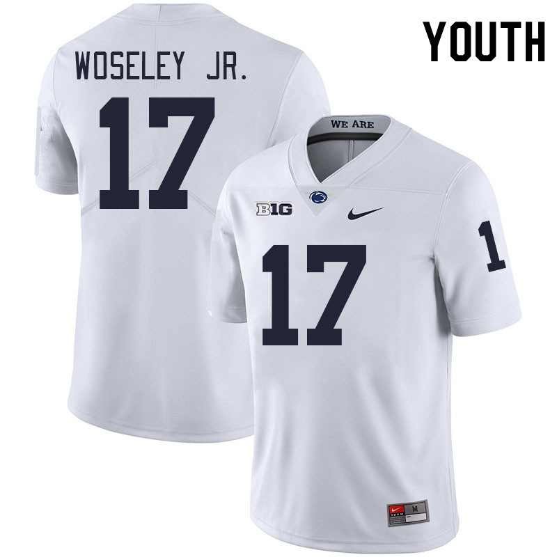 Youth #17 Kenny Woseley Jr. Penn State Nittany Lions College Football Jerseys Stitched-White